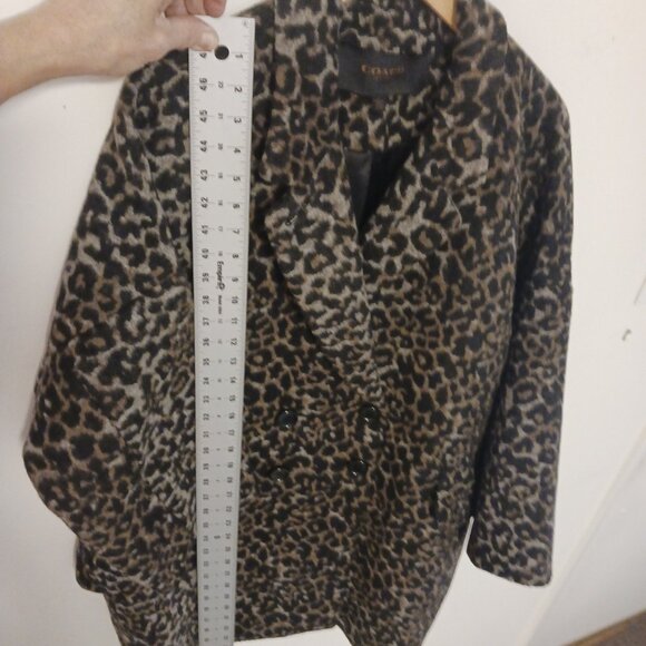 Coach Leopard Print Oversized Coat Size Large, Luxury, Wool Blend, Elevated - Picture 14 of 16